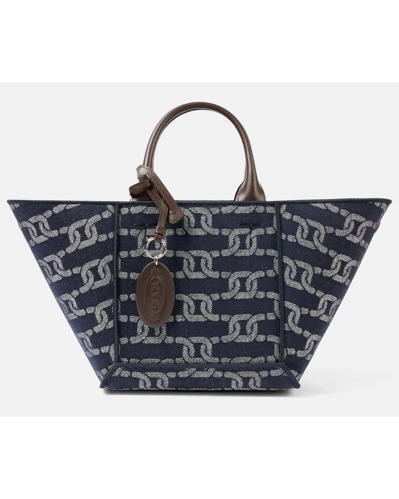 TOD'S Shopper Double Up Small aus Denim Blau