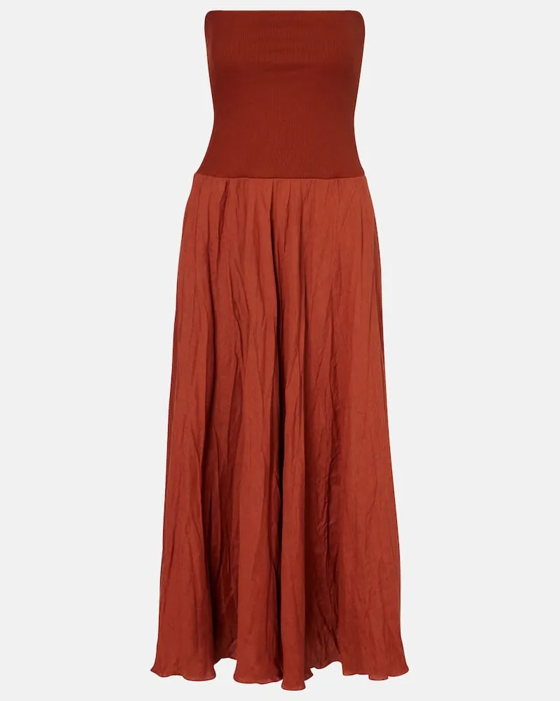 Johanna Ortiz Maxikleid Light And Soul aus einem Leinengemisch Braun