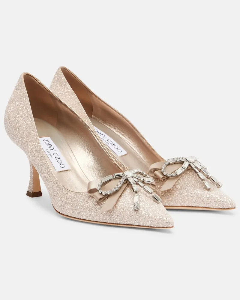 Jimmy Choo Pumps Auria 70 mit Glitter und Kristallen Gold