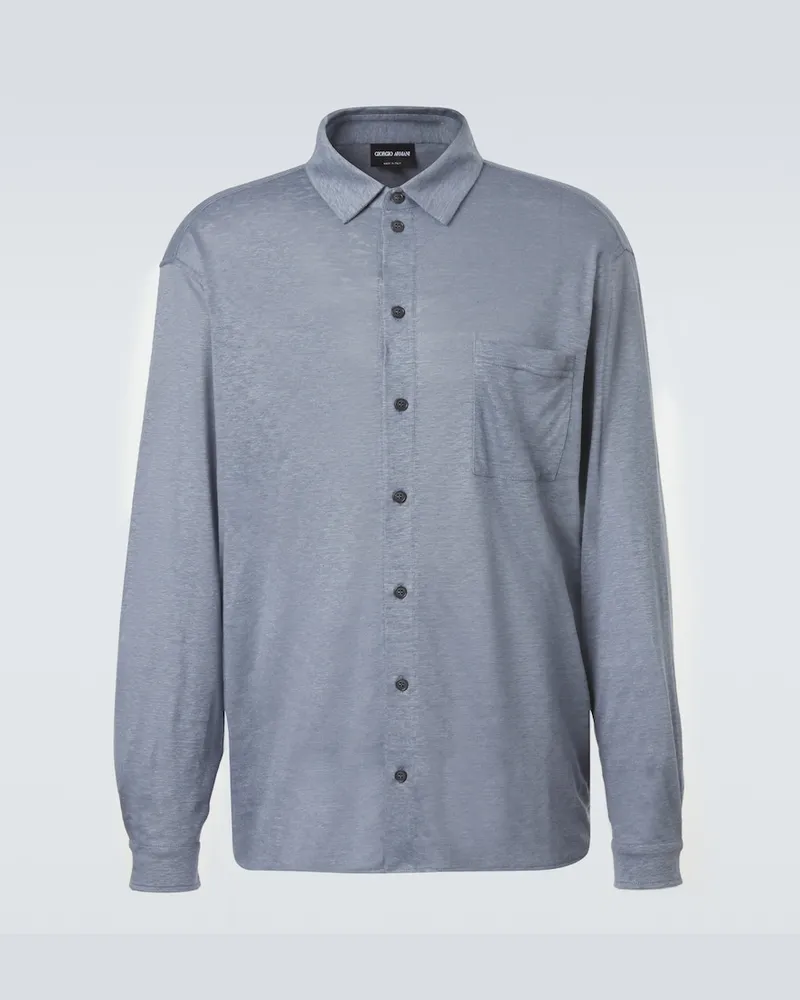Giorgio Armani Hemd aus Leinen-Jersey Blau