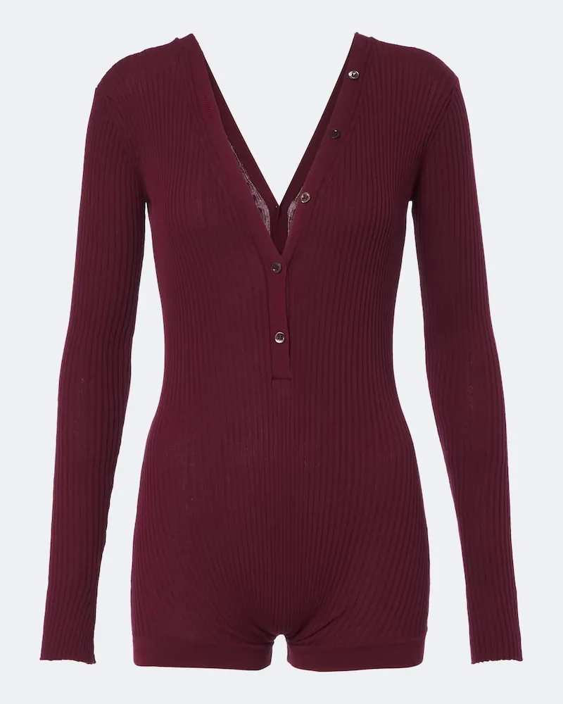 Thierry Mugler Bodysuit aus Baumwolle Burgunderrot