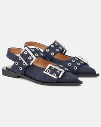 Ganni Slingback-Ballerinas aus Denim Blau