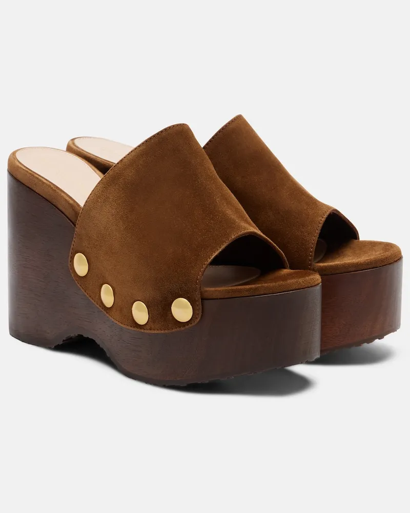 Gianvito Rossi Verzierte Clogs aus Veloursleder Braun