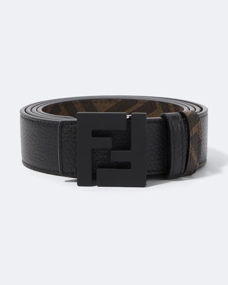 Fendi Wendbarer Gürtel FF Zucca aus Leder Braun