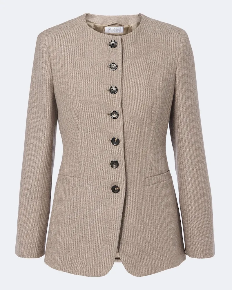 Max Mara Bouclé-Jacke aus Kaschmir Beige