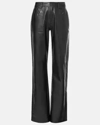 7 for all mankind Gerade High-Rise-Hose Tess aus Lederimitat Schwarz