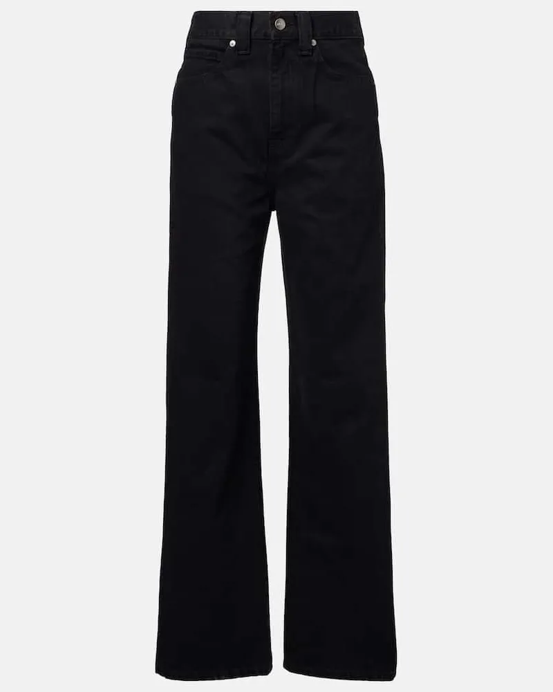 KHAITE Low-Rise Straight Jeans Bonnie Schwarz