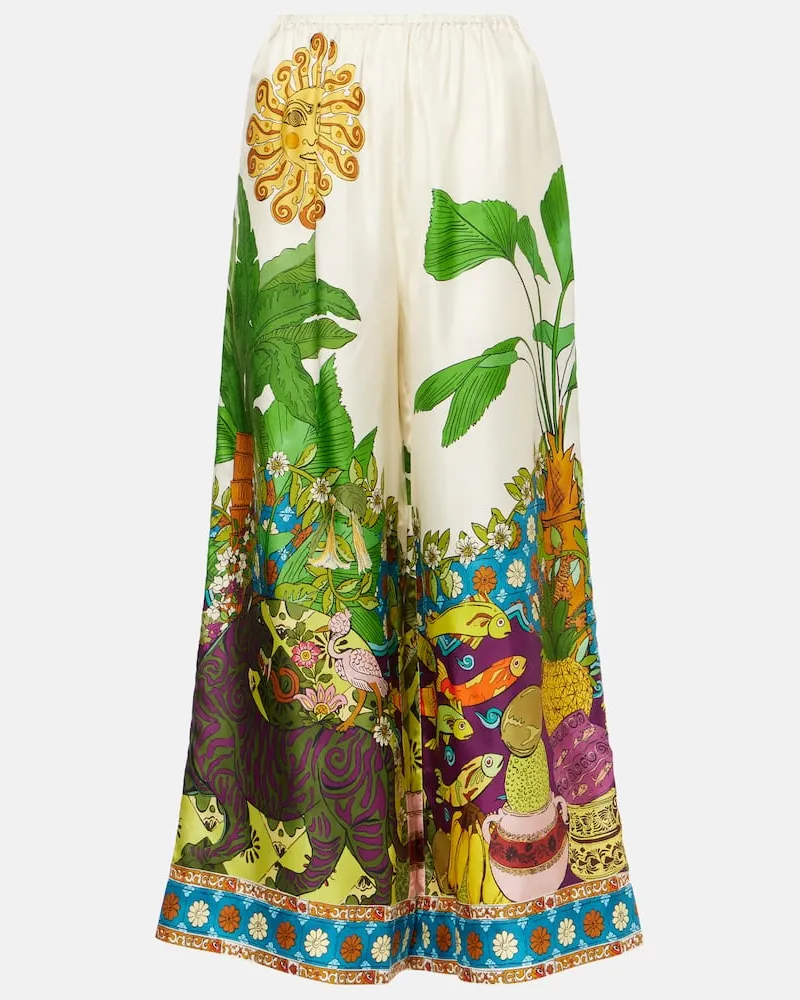 ALEMAIS Alémais Weite Hose Tiger aus Seiden-Twill Multicolor