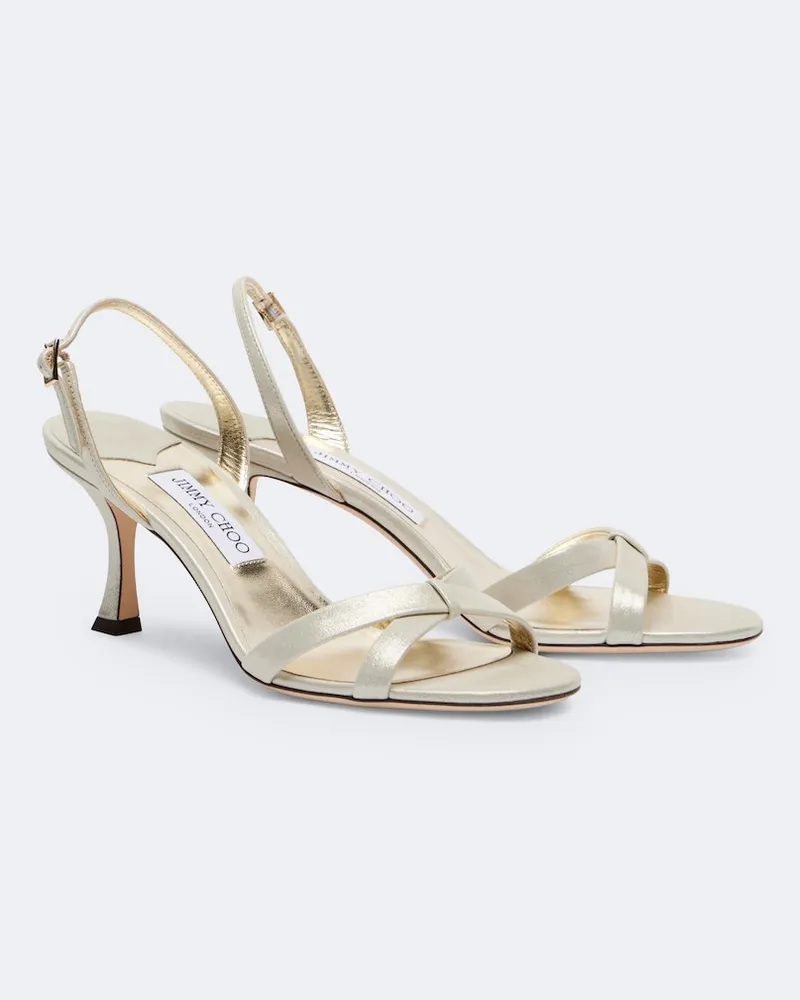 Jimmy Choo Slingback-Sandalen Elsy aus Metallic-Leder Gold