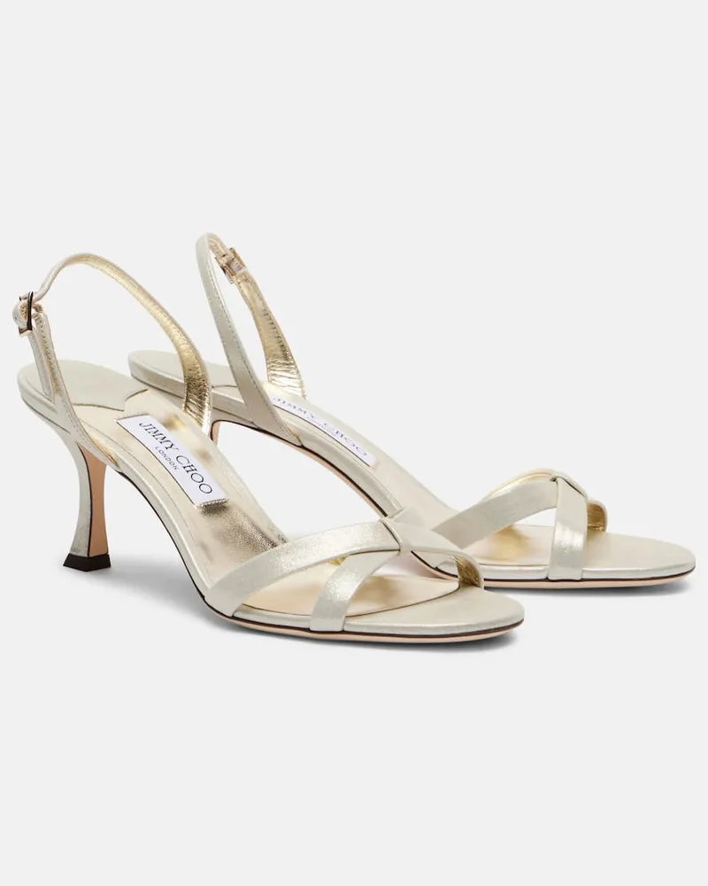 Jimmy Choo Slingback-Sandalen Elsy 70 aus Metallic-Leder Gold