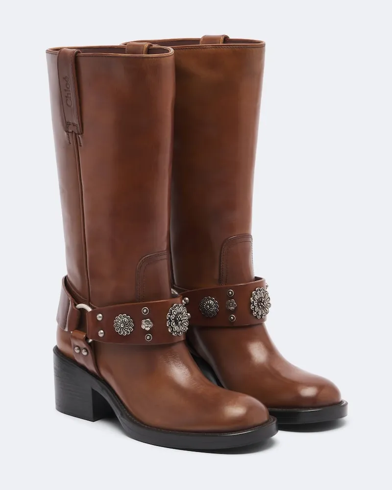Chloé Chloé Verzierte Stiefel Dakota aus Leder Braun
