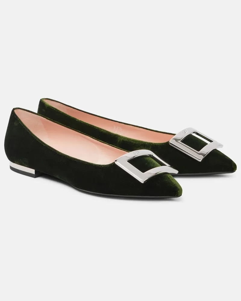 Roger Vivier Ballerinas mit Faux Fur Grün