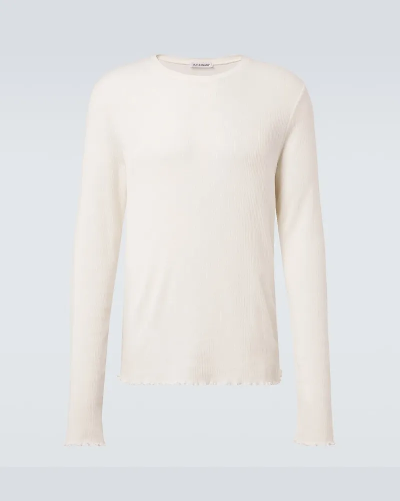 Our Legacy Longsleeve Elongated aus Rippstrick Weiß