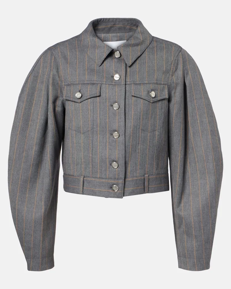 Ganni Cropped-Jacke Grau