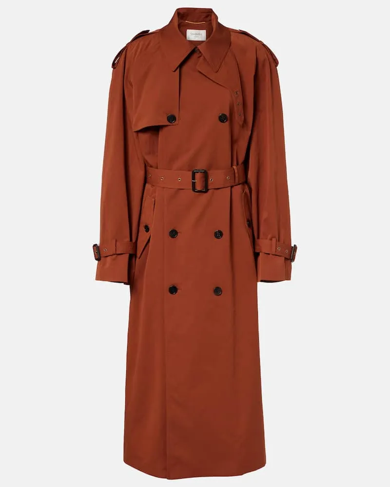 Saint Laurent Trenchcoat aus Baumwolle und Seide Braun
