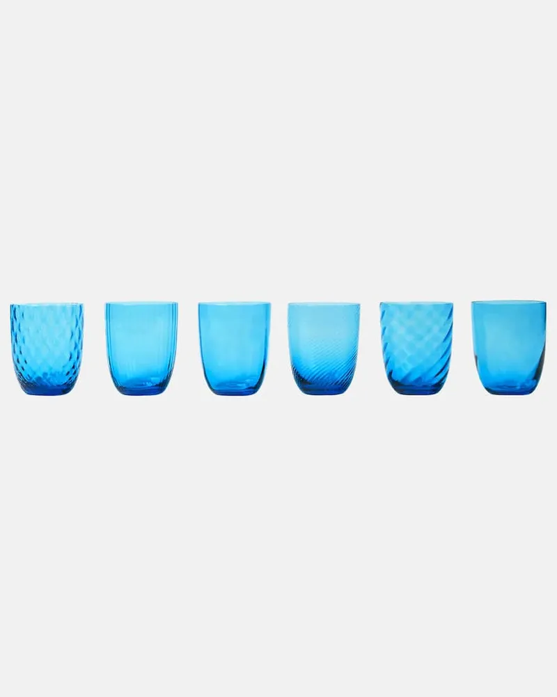 NasonMoretti Set Idra aus sechs Gläsern Blau