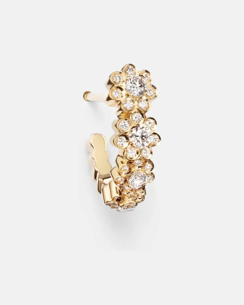Sophie Bille Brahe Ohrringe Petite Boucle De Fleurs aus 18kt Gelbgold mit Diamanten Gold