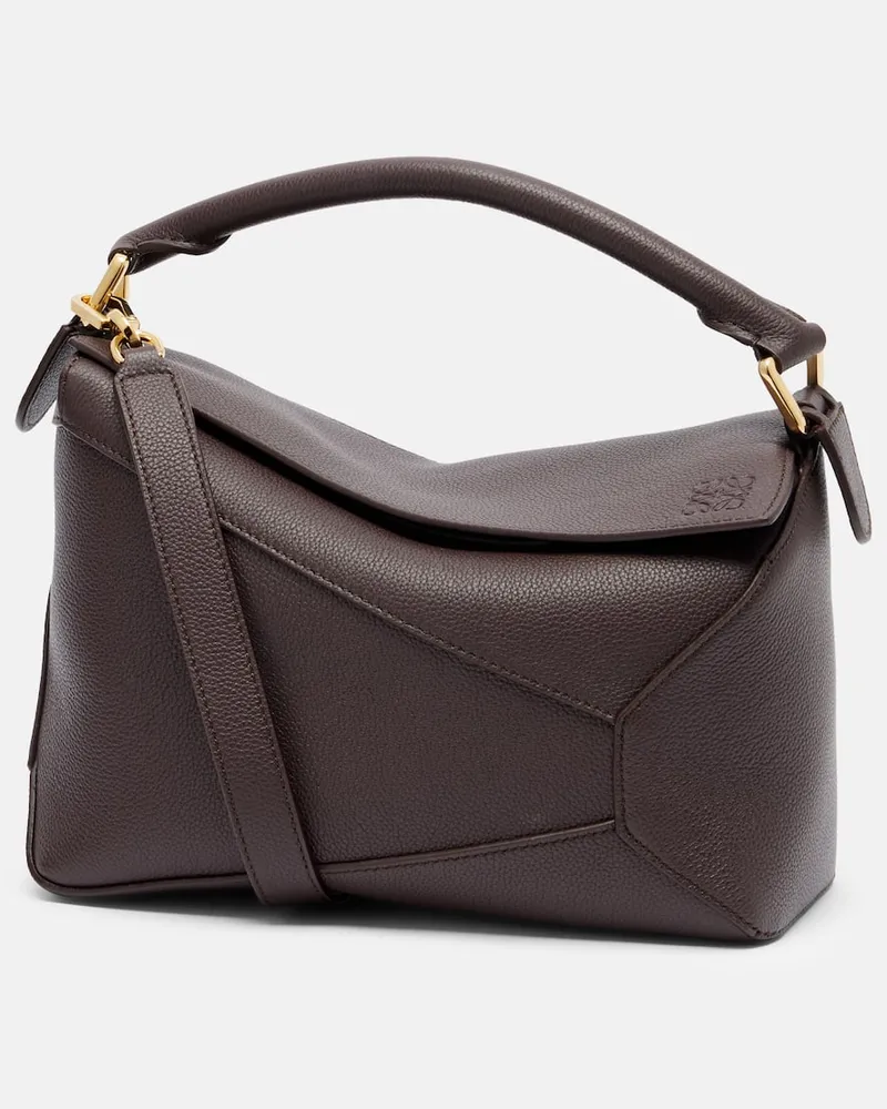 Loewe Tote Bag Puzzle Edge Small aus Leder Braun