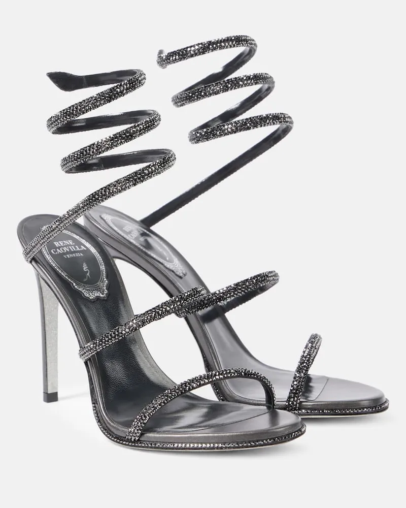 René Caovilla Verzierte Sandalen Cleo aus Leder Grau
