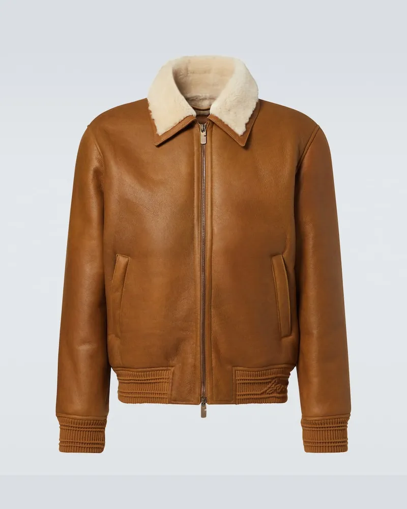 Burberry Bomberjacke aus Leder mit Shearling Braun