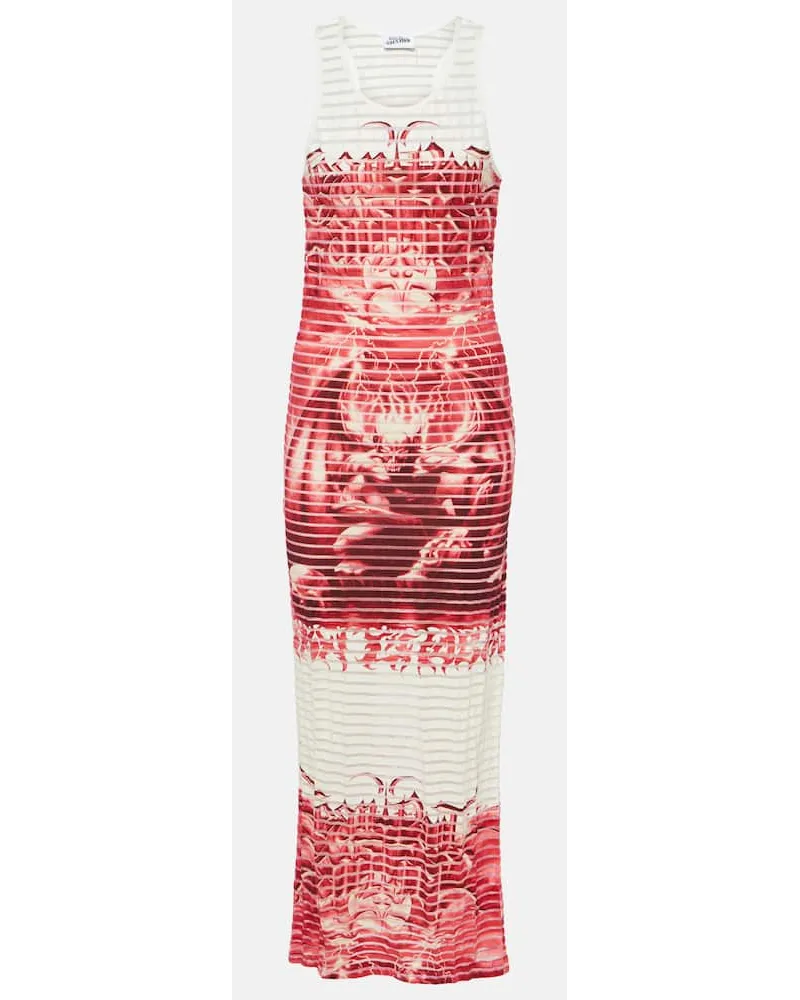 Jean Paul Gaultier Bedrucktes Maxikleid aus Jersey Rot