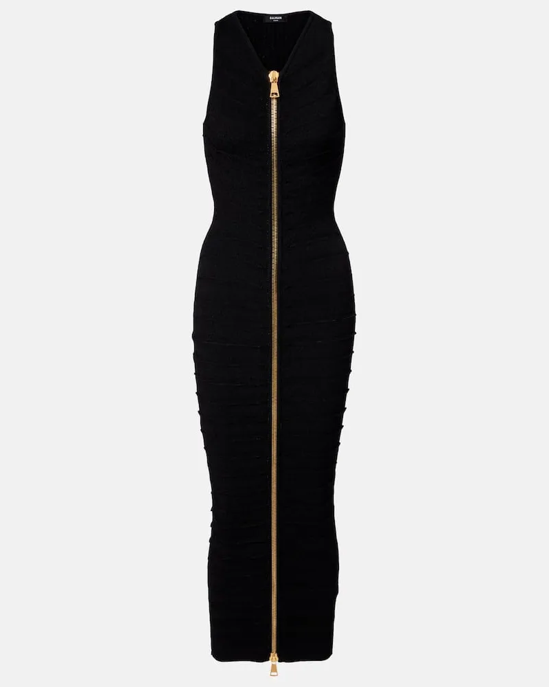 Balmain Midikleid aus Strick Schwarz