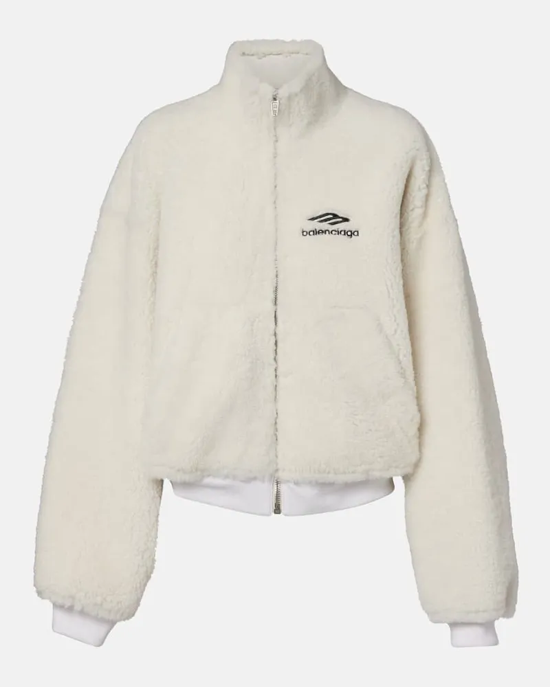 Balenciaga Lederjacke aus Shearling Weiß