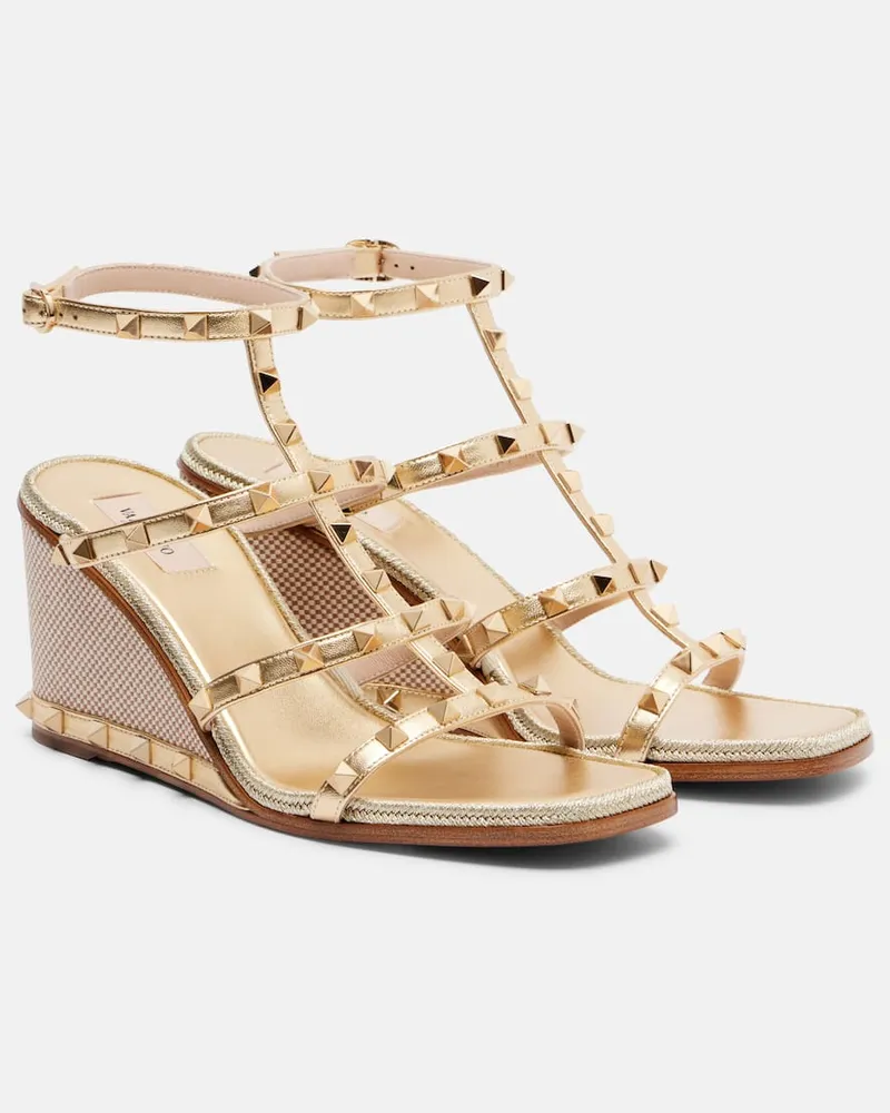 Valentino Garavani Espadrille-Sandalen Rockstud 80 aus Leder Neutral