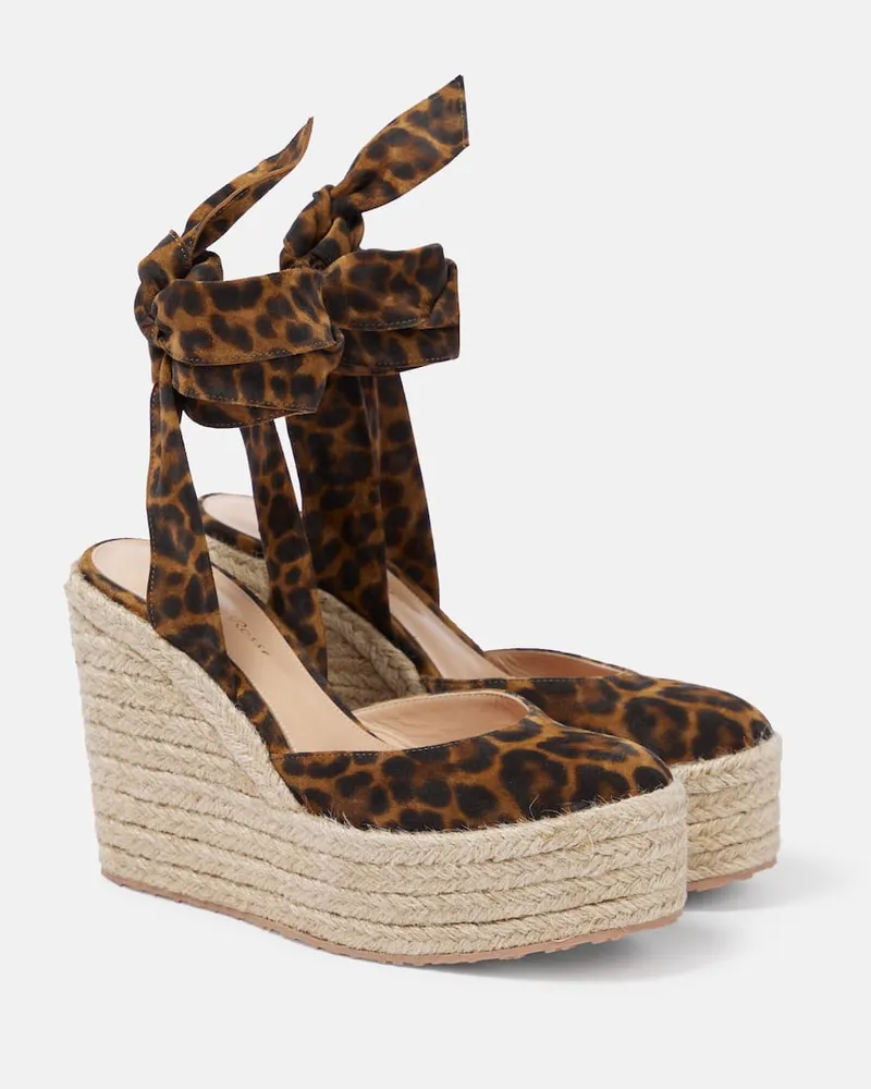 Gianvito Rossi Espadrille-Wedges Arenella aus Veloursleder Multicolor