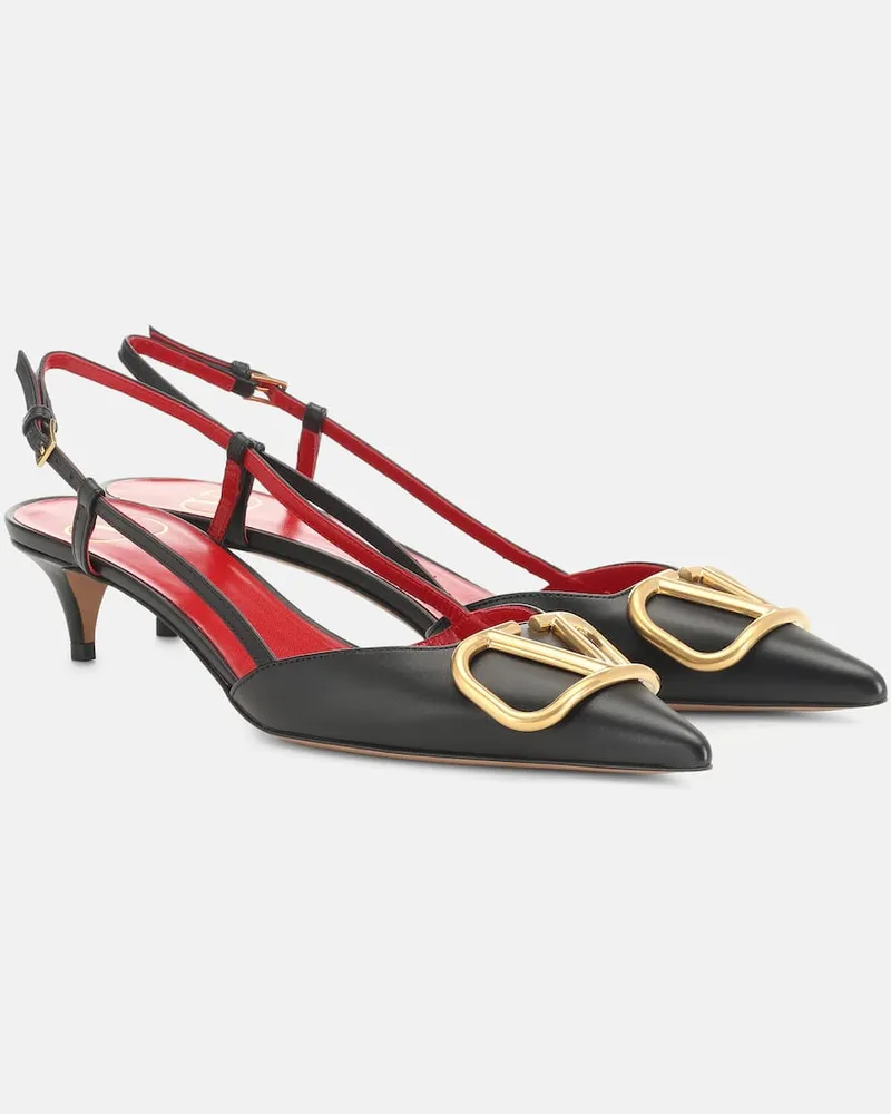 Valentino Garavani Slingback-Pumps VLogo Signature 50 aus Leder Schwarz