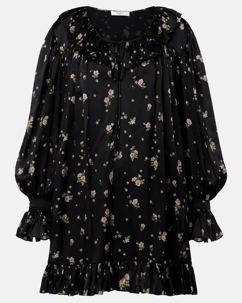 Chloé Chloé Minikleid aus Seiden-Charmeuse Schwarz