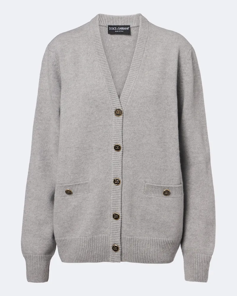 Dolce & Gabbana Verzierter Cardigan aus Wolle Grau