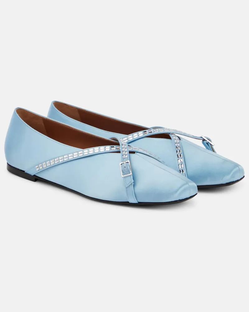 D’Accori Verzierte Ballerinas Cara aus Satin Blau