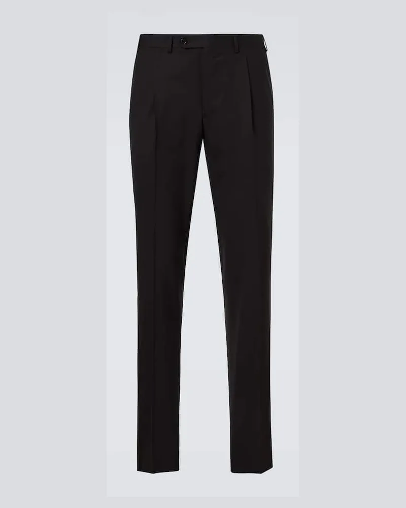 Canali Schmale Hose aus einem Wollgemisch Schwarz