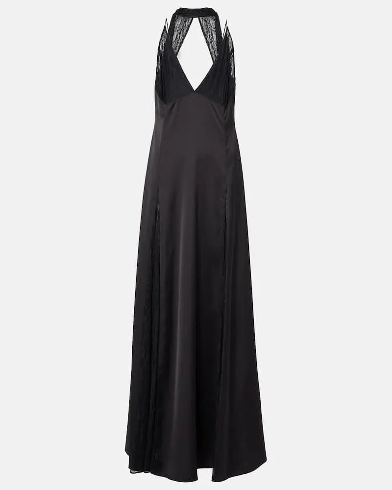 The New Arrivals Ilkyaz Ozel Robe Paige aus Satin und Spitze Schwarz