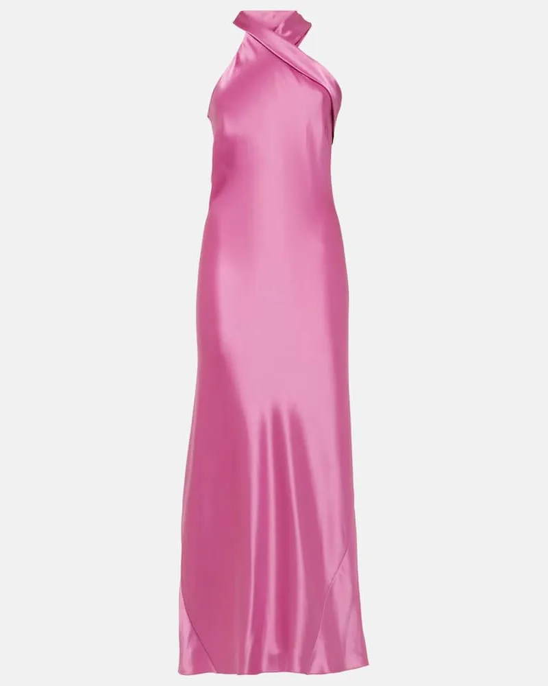 GALVAN Maxikleid Pandora aus Satin Rosa