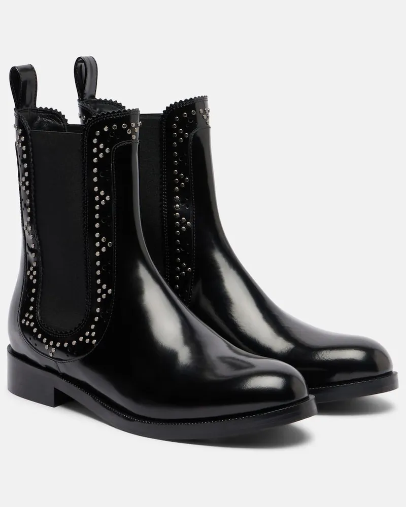 Aquazzura Verzierte Chelsea Boots Skye aus Leder Schwarz