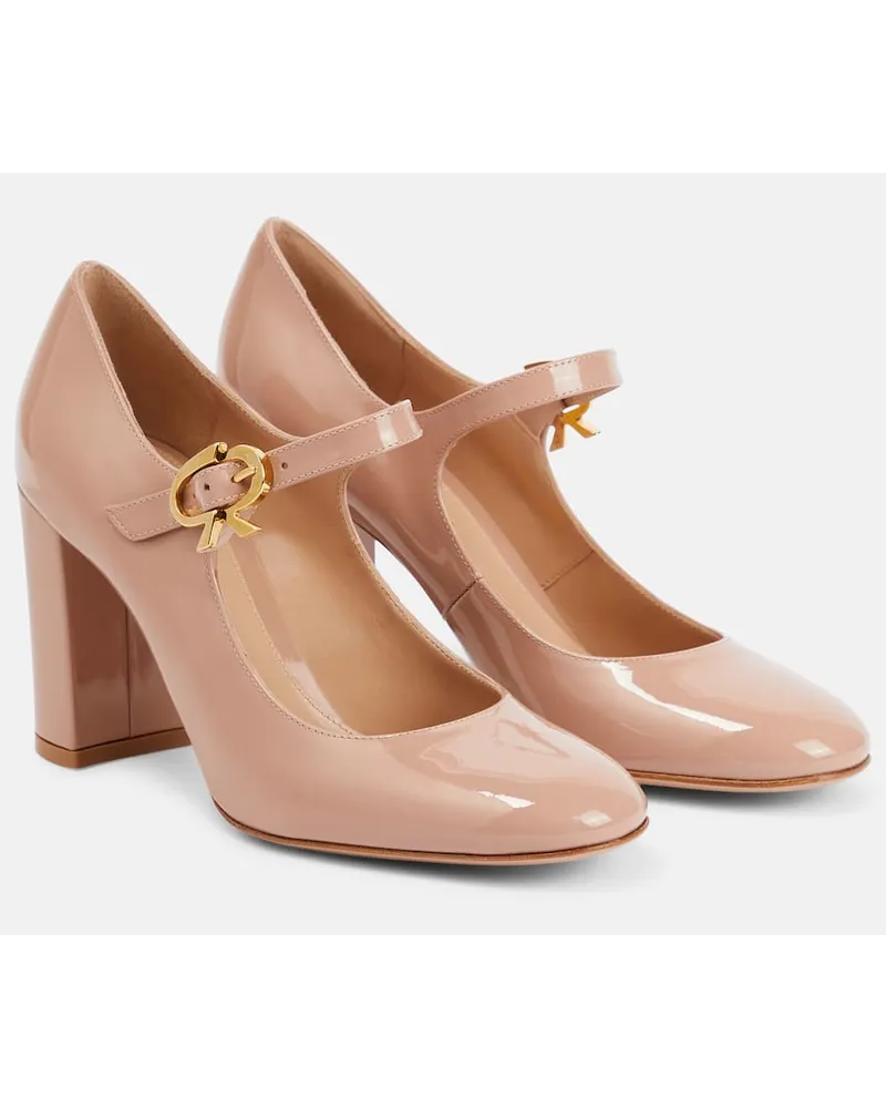 Gianvito Rossi Pumps Mary Ribbon aus Lackleder Pink