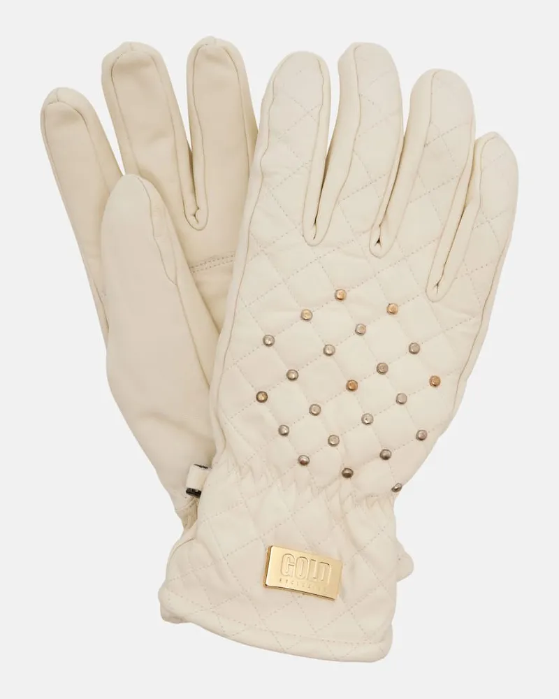 GOLDBERGH Verzierte Skihandschuhe Glisten aus Leder Weiß