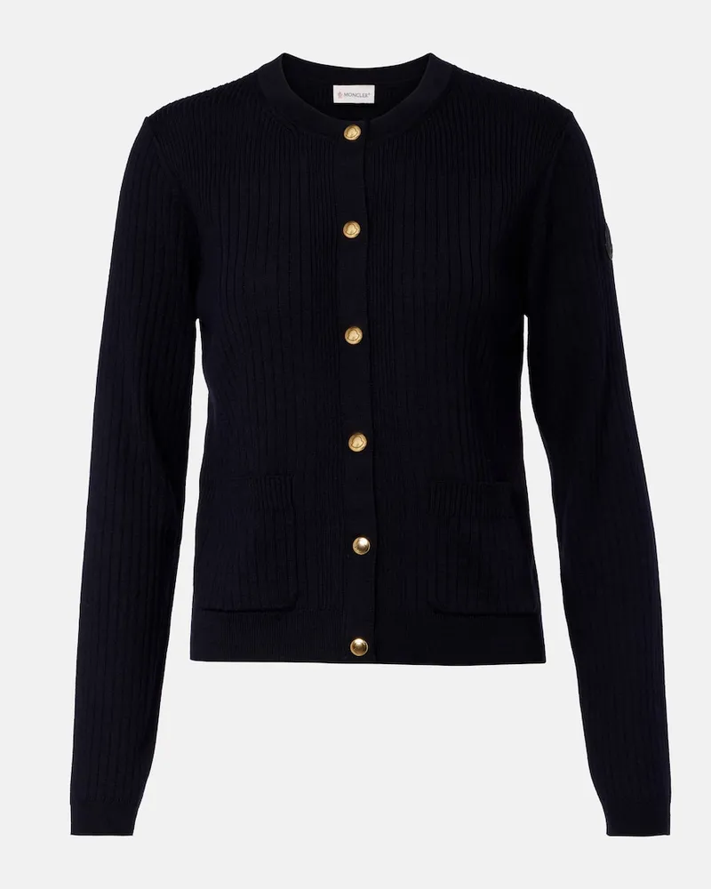 Moncler Cardigan aus Rippstrick Blau