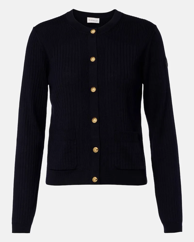 Moncler Cardigan aus Rippstrick Blau