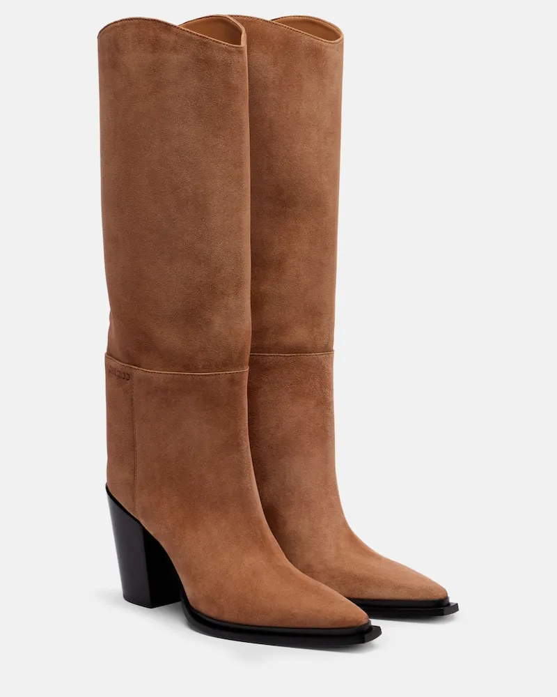Jimmy Choo Stiefel Cece 80 aus Veloursleder Beige