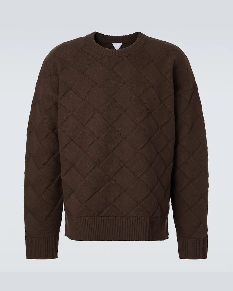 Bottega Veneta Pullover Intrecciato aus einem Wollgemisch Braun
