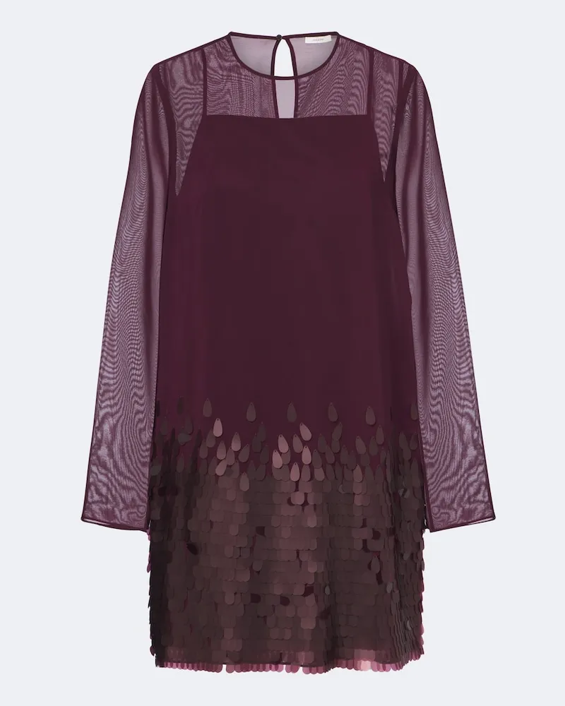 Joseph Minikleid Cheryl aus Chiffon mit Pailletten Burgunderrot