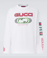 Gucci Longsleeve aus Baumwoll-Jersey Weiss