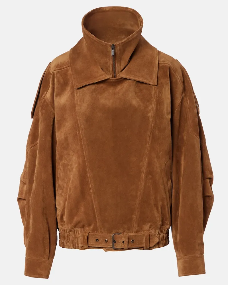 Saint Laurent Jacke aus Veloursleder Braun
