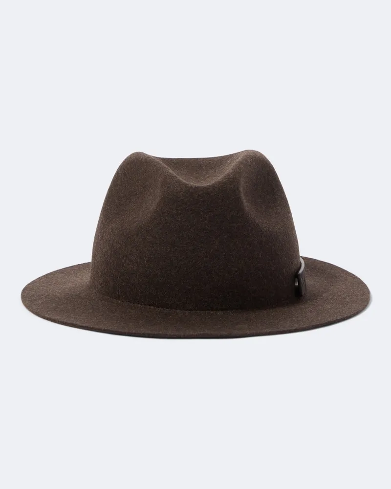 Ermenegildo Zegna Fedora-Hut aus Wolle mit Leder Braun