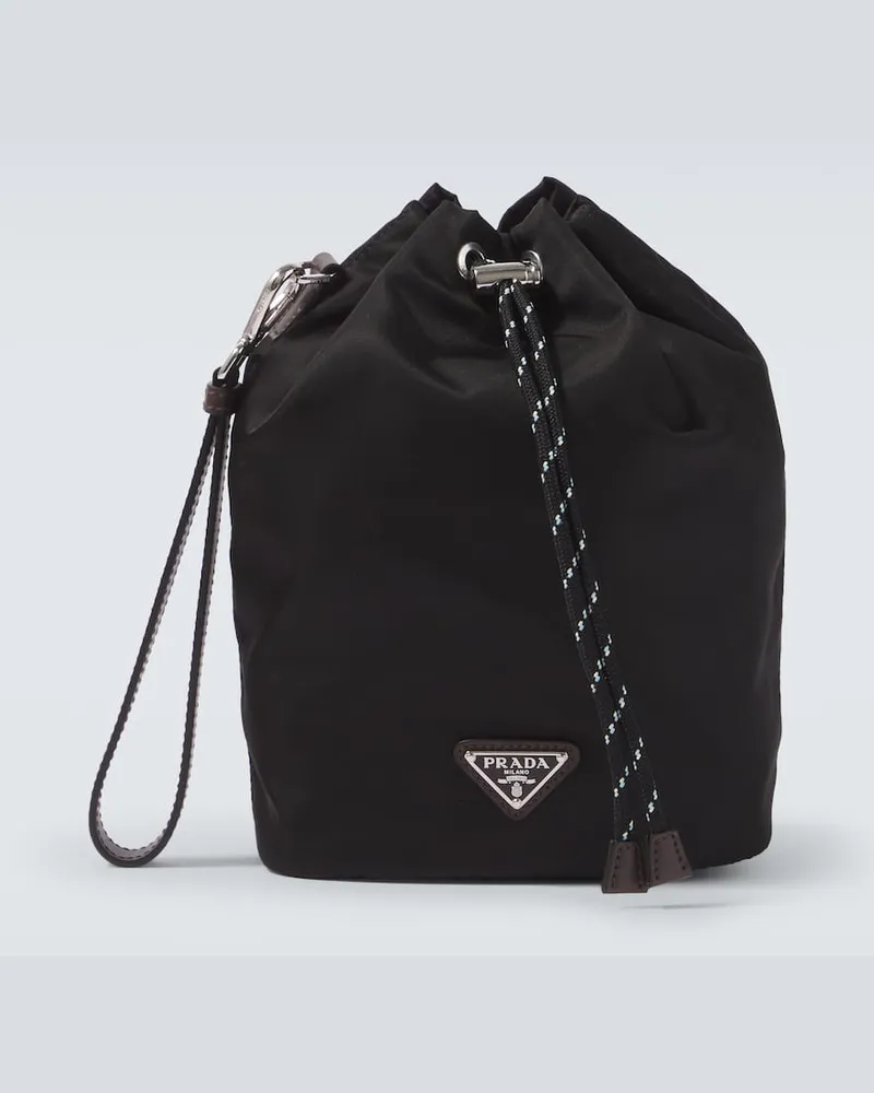 Prada Etui Prada Speedrock aus Re-Nylon mit Leder Schwarz