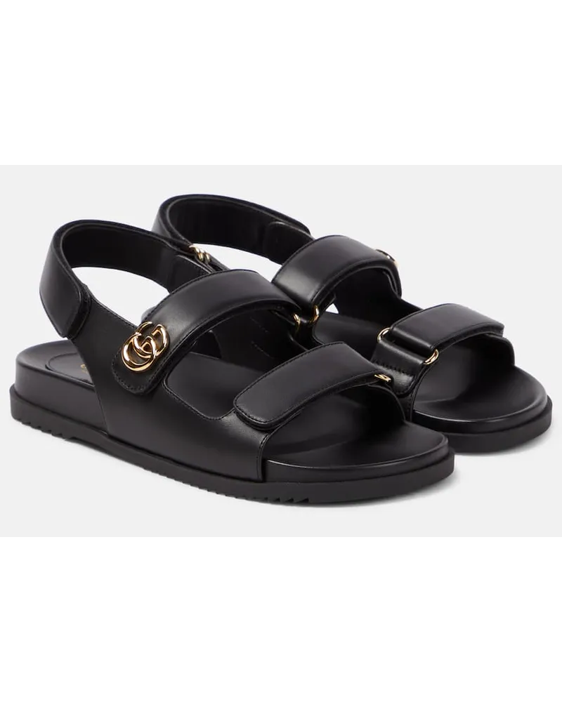 Gucci Sandalen Moritz GG aus Leder Schwarz