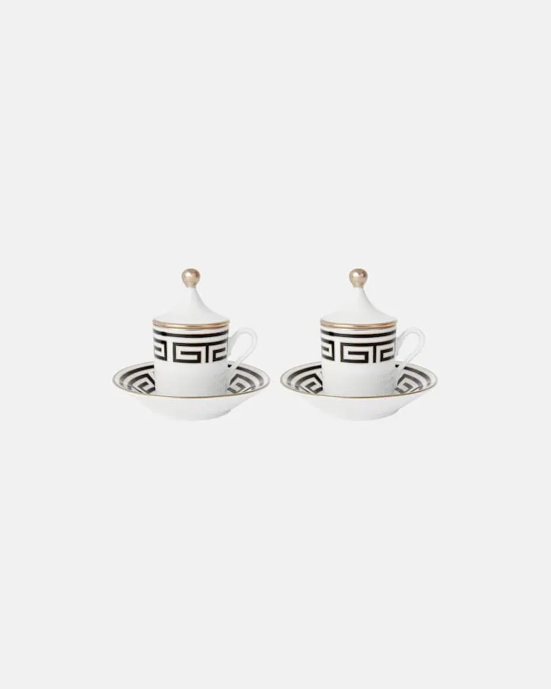 Ginori 1735 Set Labirinto Tête à Tête aus zwei Kaffeetassen und Untertassen Multicolor